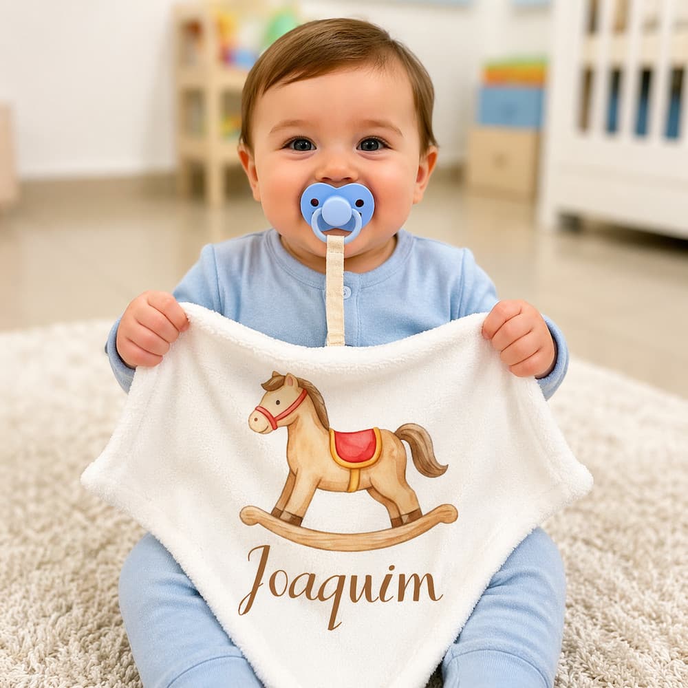 Naninha Bebê Infantil Personalizada Nome Estampado Paninho Ursinho Antialérgico Menino Menina Macio