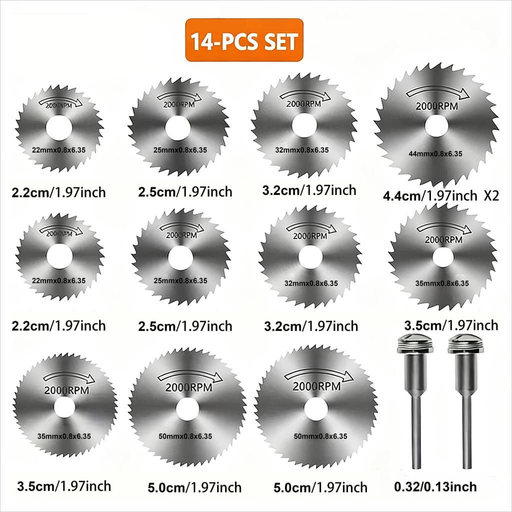 Kit14 Peças Mini Disco Serra Circular Micro Retifica Profissional,Lâminas De Corte,Micro Moedor,Profissional De Aço