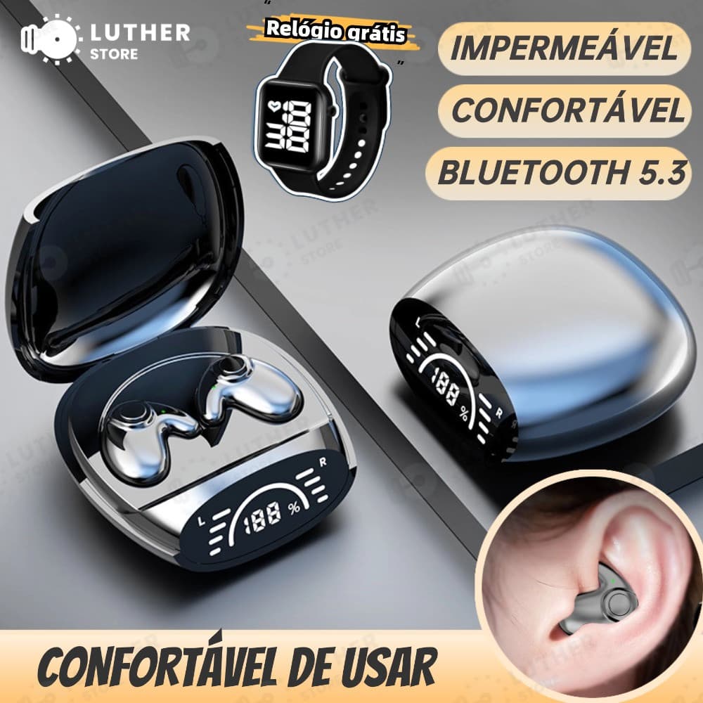 Fone de Ouvido TWS Invisível para Dormir Bluetooth Oculto IPX7 À Prova d'Água com Cancelamento de Ruídos