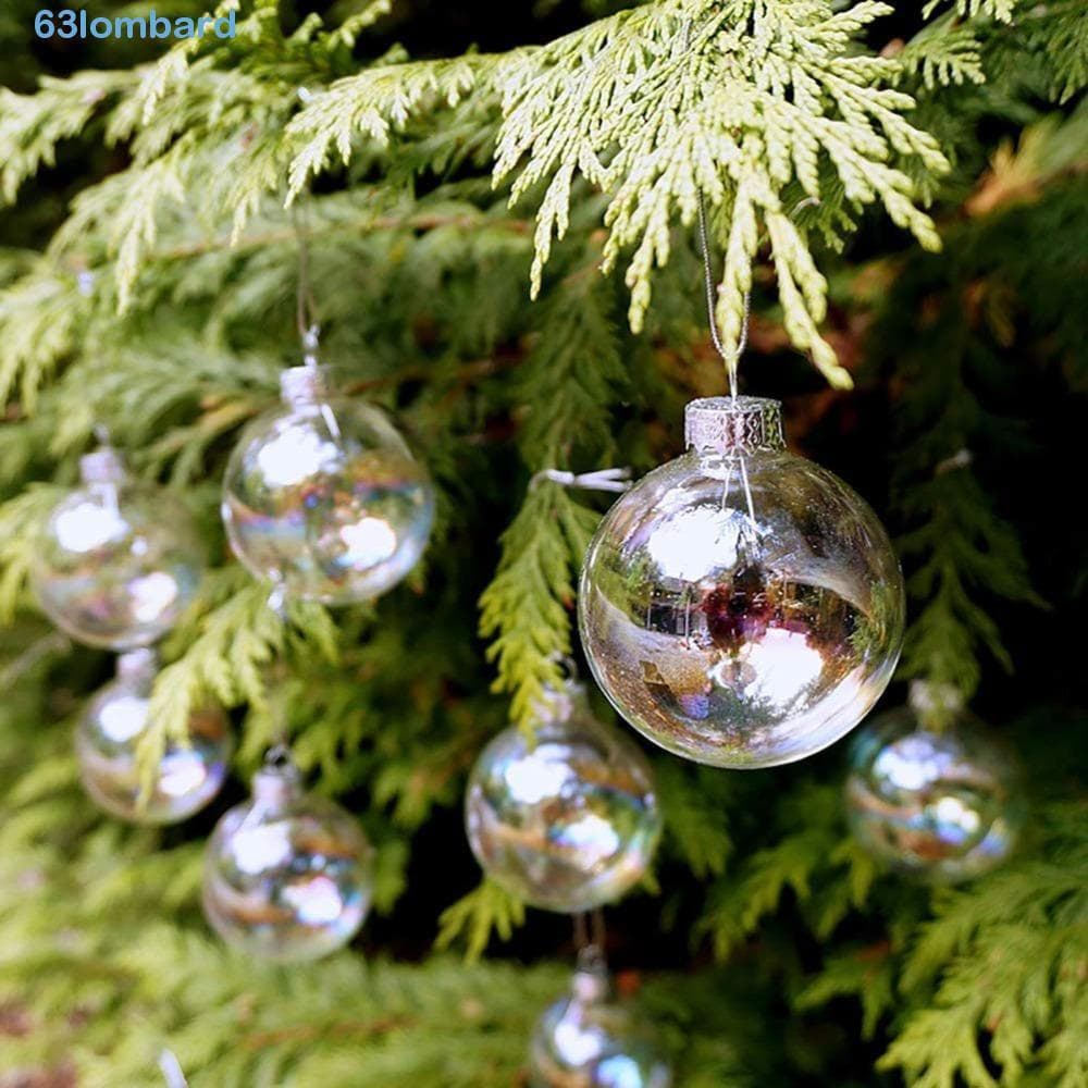 LOMBARD 6 Unidades De Bola De Natal Colorida , Pingente Bolha Iridescente Transparente De 10/8/6 Cm , Esfera De Plástico
