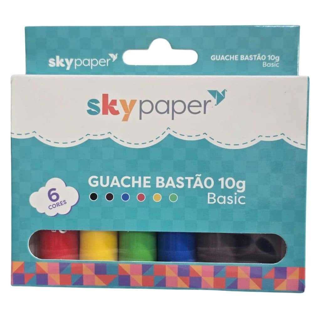 Tinta Guache Bastão 10g 6 Cores Básicas - Skypaper