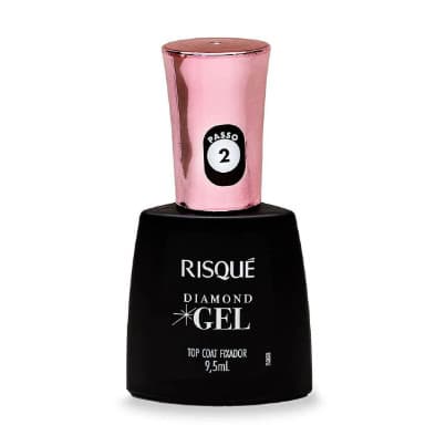 Esmalte Risqué Diamond Gel Top Coat Fixador Hipoalergênico com 9,5ml