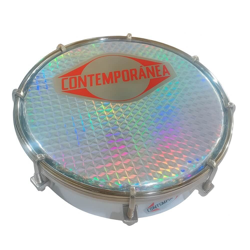 Tamborim 6" Contemporânea Alumínio Pele Holográfica Prata 203CEPR