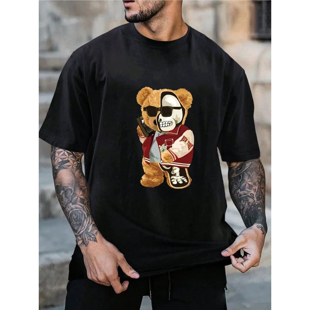 Camiseta Masculina Urso Teddy Macabro 100% Algodão Premium