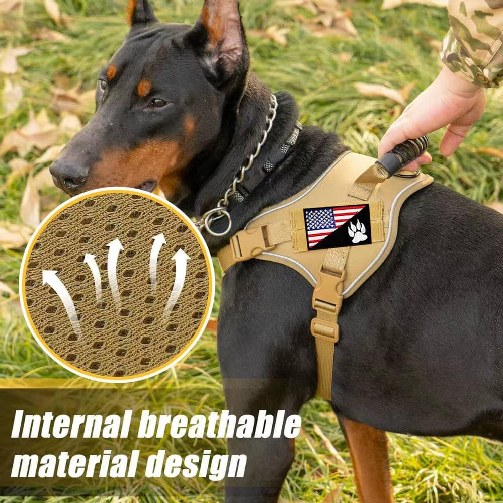 Coleira para cães de porte médio e grande, estilo tático para treinamento ao ar livre, resistente ao desgaste e à prova