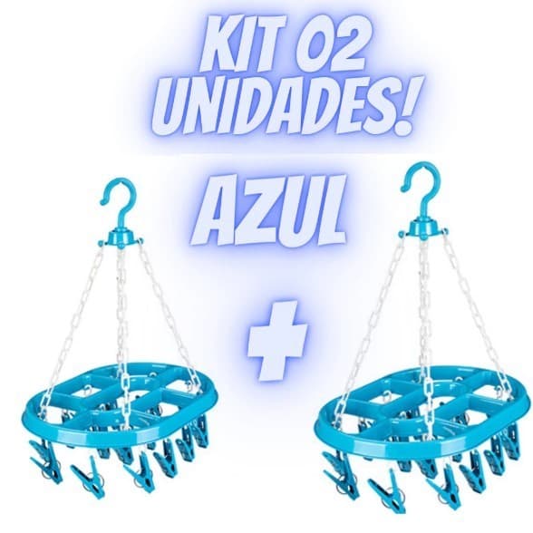 KIT 02 Varal com Prendedores 16 prendedores cada, Varal de Roupa intima, Varal com prendedor