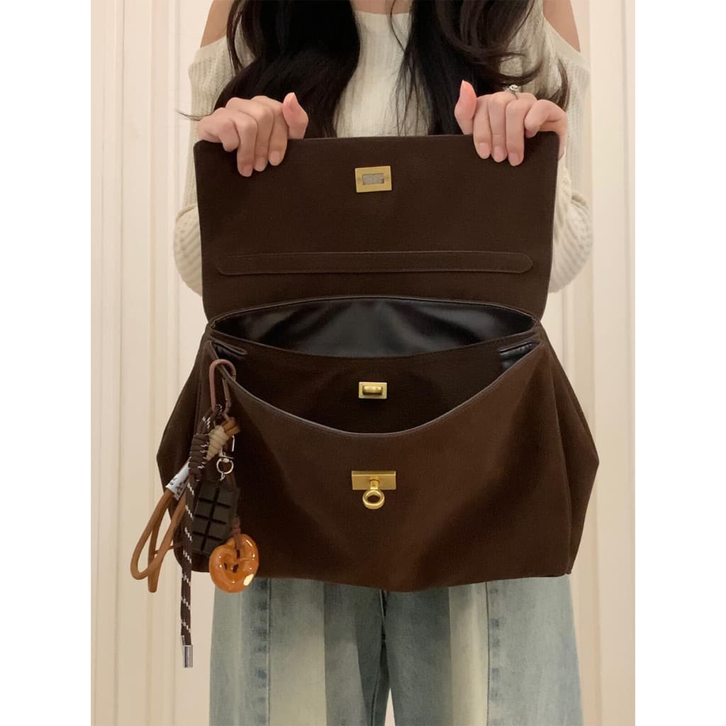 Retro camurça bloqueio sacola feminina 2026 novo estilo grande capacidade moda All-Match Casual Commuter saco do mensage