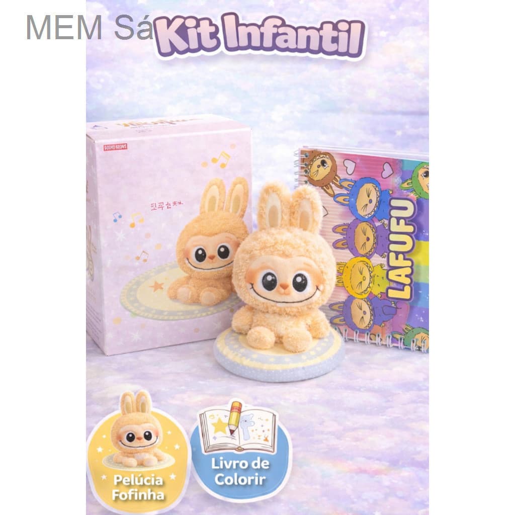Kit Infantil Lafufu com Pelúcia Fofinha e Livro de Colorir - Presente Criativo para CriançasKDLC