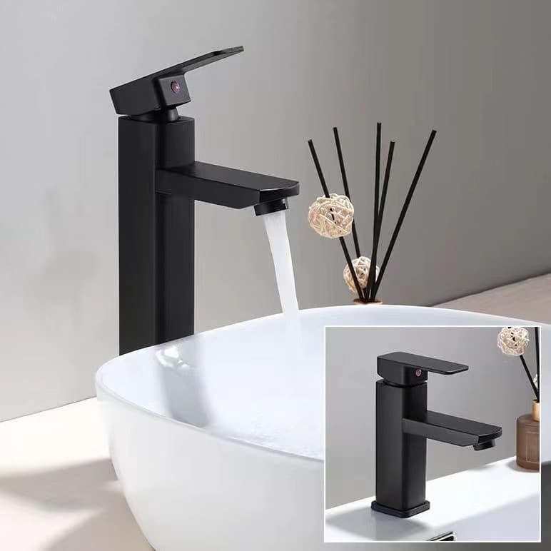 Torneira quadrada preta fosca cuba luxo moderna e torneira banheiro inox premium bancada moderna bacia preto/prata