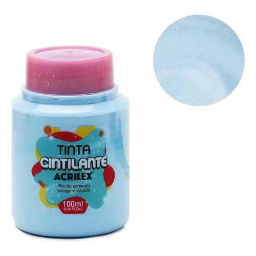 Tinta Acrilex Cintilante 100ml Artesanato Azul Soft