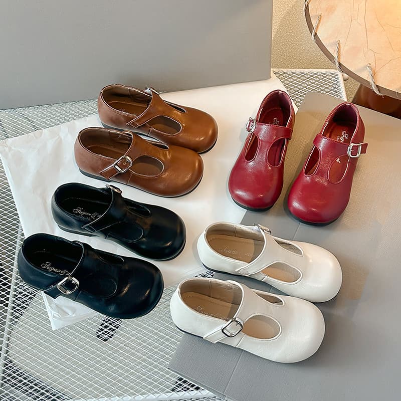 Meninas sapatos de couro 2025 primavera outono novo estilo sapatos infantis menina princesa sapatos de sola macia ervilh