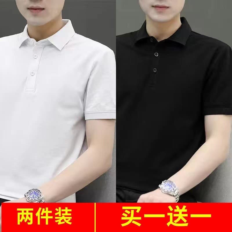 Camisa POLO de verão de manga curta camiseta masculina tamanho grande na moda lapela gola meia manga juventude magro-aju