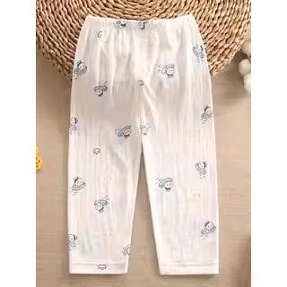 Verão bebê fibra de bambu desossado calças pijama masculino feminino bebê casa calças crianças fino ar condicionado quar
