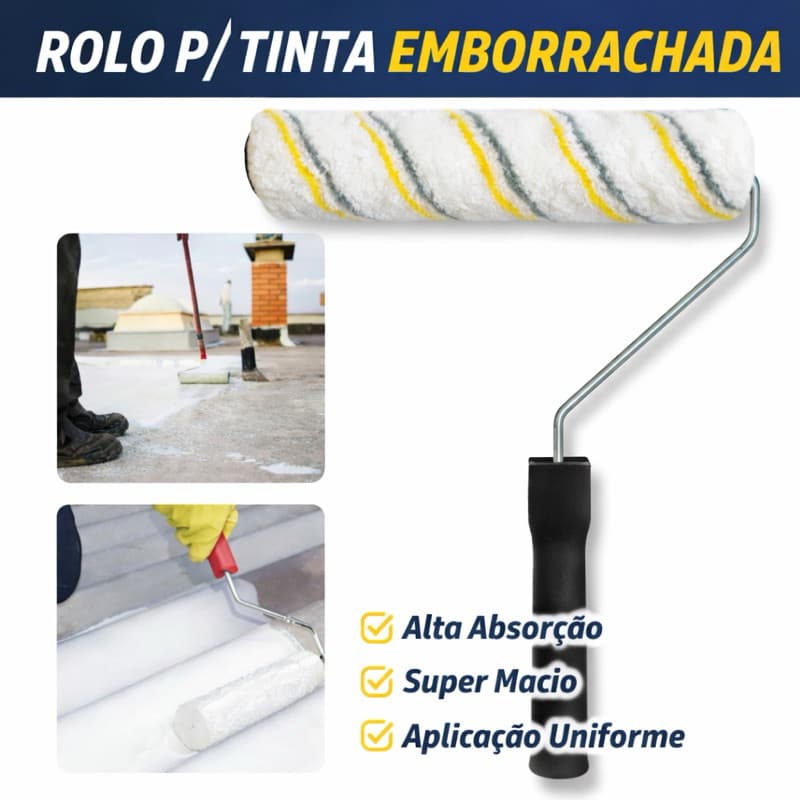 Rolo P/ Pintura Manta Líquida Emborrachada 23cm C/ Suporte