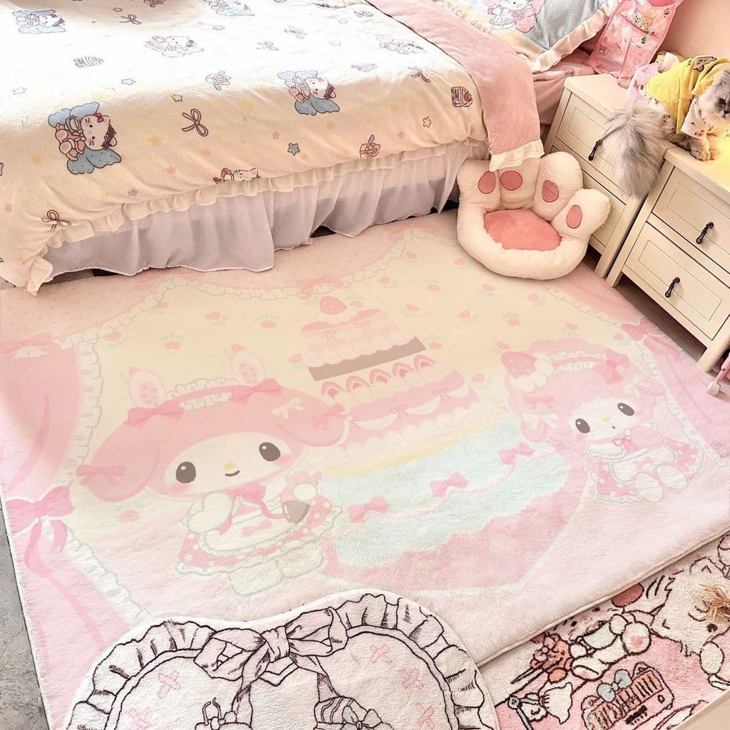 Bonito dos desenhos animados Sanrio imitação de caxemira tapete sala estar quarto cabeceira ins estilo menina coração me