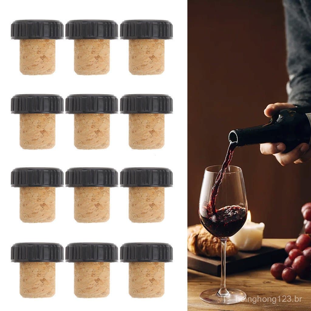 12 Pçs Rolhas De Garrafa Conjunto De Cortiça Em Forma De Plugues Manual Acessório De Vidro De Vinho Vedação