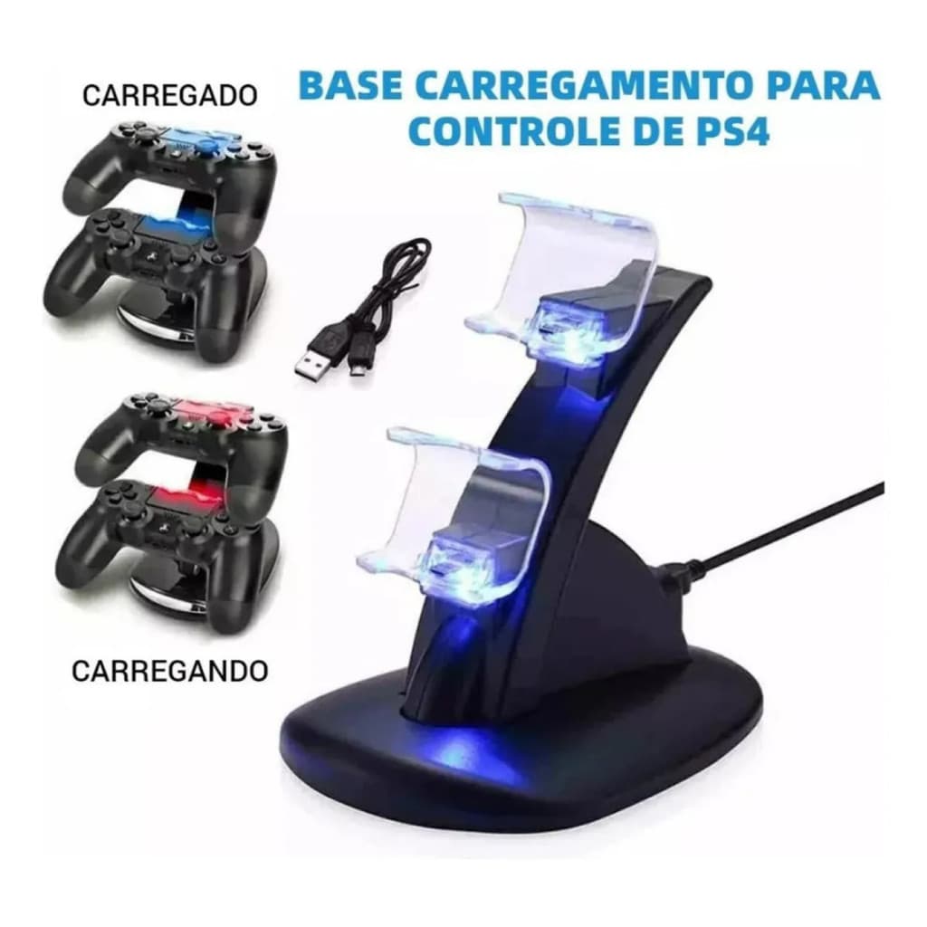 Suporte Carregador Duplo Para Controle Manete Ps4 Dualshock