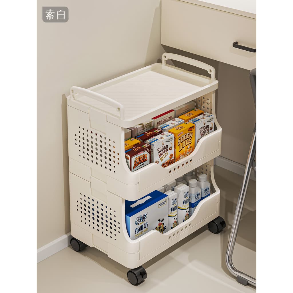 Pequeno carrinho Rack removível sob a mesa com rodas doméstico simples dividido Multi-camada saco de escola livro lanche