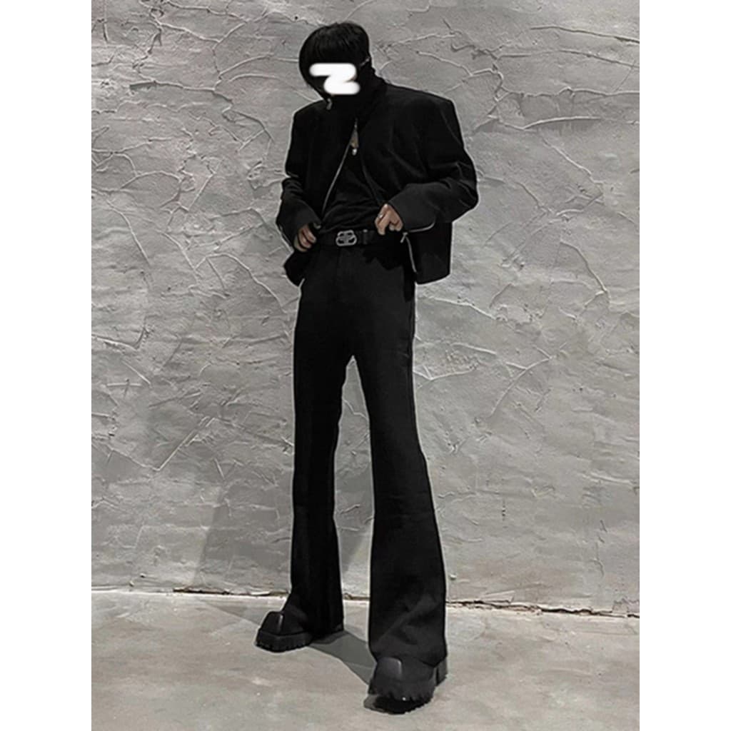 Americano High Street preto Jeans masculino outono inverno elástico fino ajuste calças compridas em linha reta mais magr