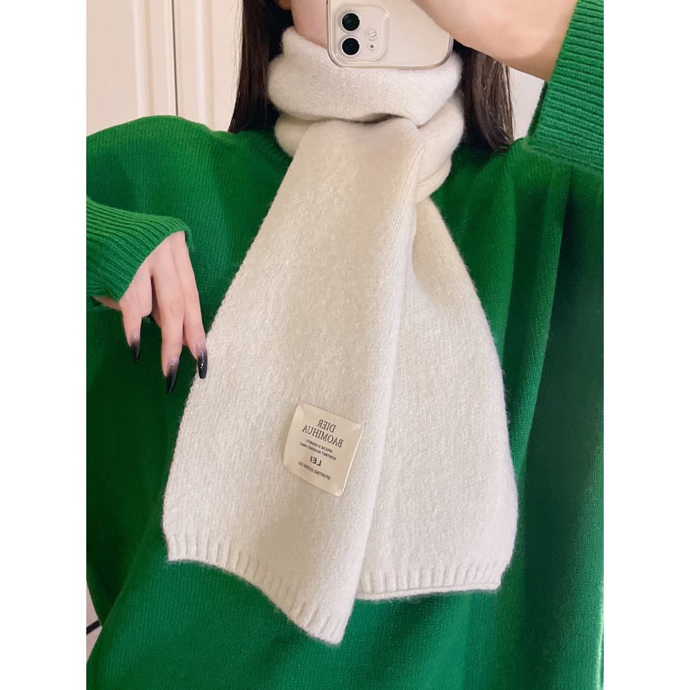 Puro desejo estilo cor sólida imitação de lã cachecol de malha feminino inverno versão coreana simples All-Match estudan