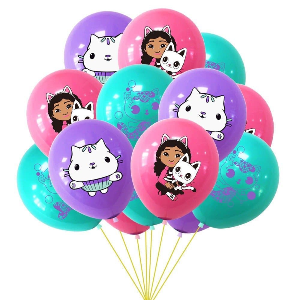 10pcs 12 Polegadas Gabby Dollhouse Cat Latex Balloon Set Baby Shower Party Decoração Balão Festa De Aniversário Menina S