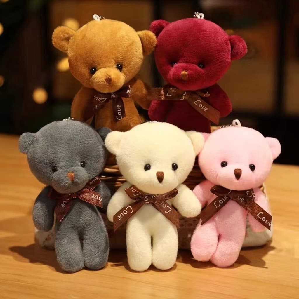 kit 12 Chaveiros com Pingente Ursinho Urso de Pelúcia Pequeno cor aleatorio atacado