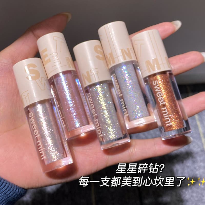 Doce hortelã sombra líquida Glitter lantejoulas deitado bicho da seda perolado polarizado brilho monocromático iluminado