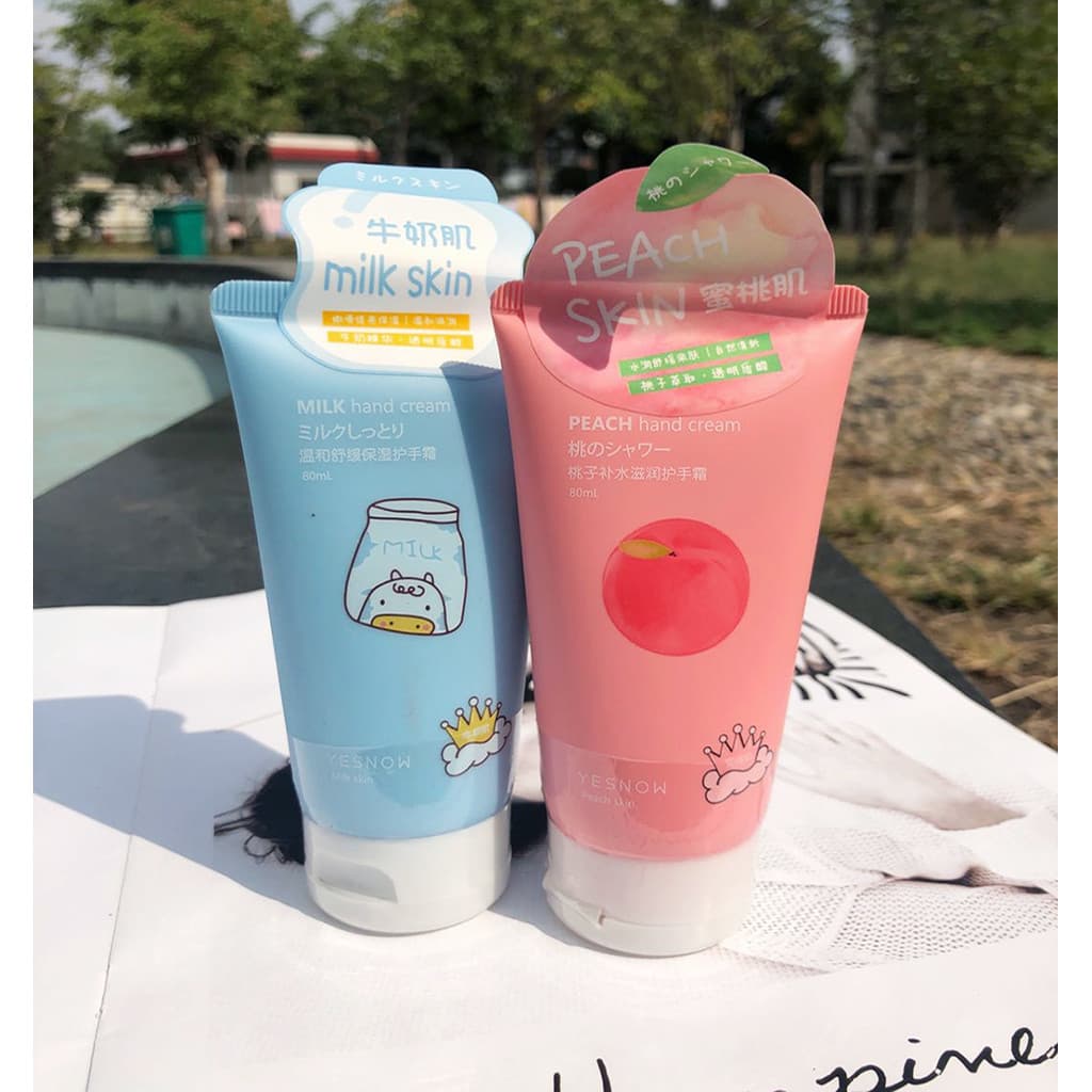 Pêssego creme de mão hidratante hidratante hidratante sabor leite bonito portátil pequeno portátil outono inverno femini