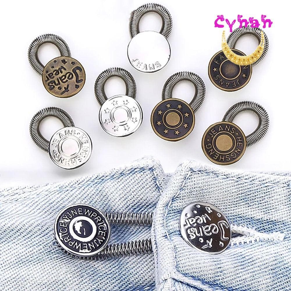 CYNAN 10 Peças Botão De Mola , Acessórios Extensores Elásticos De Metal Extensão De Cintura , Jeans De Ferramenta De Cos