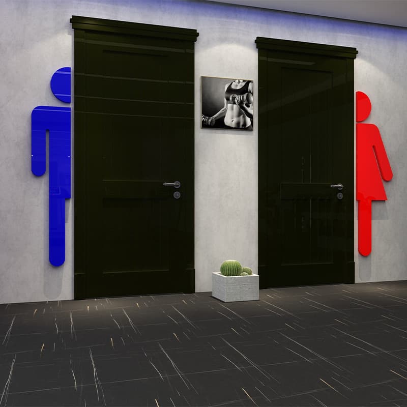 Homens mulheres toalete toalete público instrução guia tabuleta chuveiro 3d tridimensional acrílico adesivo de parede pi