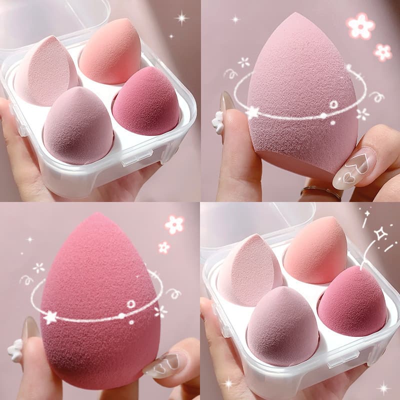 4 pçs caixa puff maquiagem esponja puff molhado seco dupla utilização corte Diagonal beleza ovo não comer pó maquiagem e