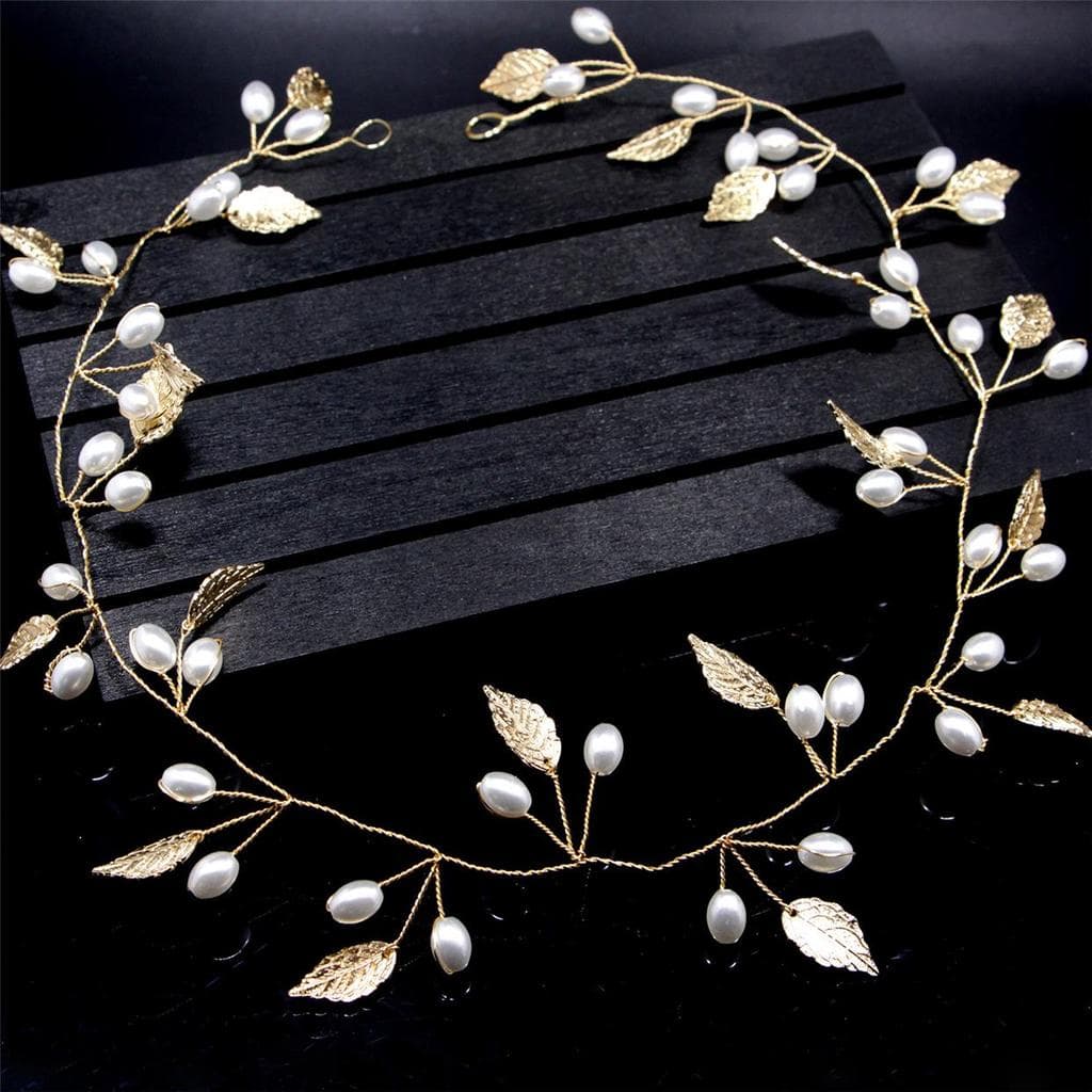 Versão coreana folha dourada nupcial bandana dama de honra flor menina doce fresco vestido de casamento acessórios para