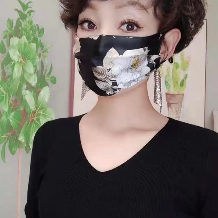 Moda máscara protetor solar respirável simulação seda dupla camada influenciador mesmo estilo véu à prova de poeira prot