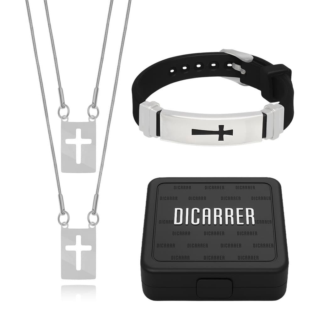 Corrente Escapulário Bracelete Cruz Aço Inox RF-94 Unissex