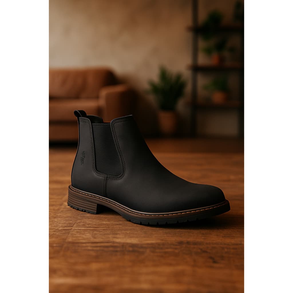 Botina Bota Masculina 100% em Couro Crazy Horse Artesanal Sola Costurada Modelo Gustavo Lima Inverno
