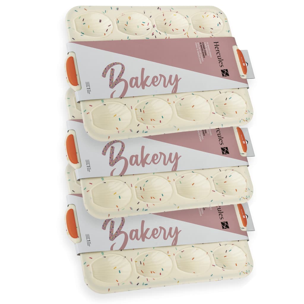 Kit c/ 3 Formas Silicone para 16 Madeleines Bakery Hercules