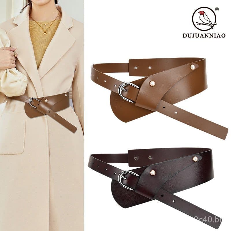 Novo cinto feminino com detalhes decorativos, cinto modelador de cintura elegante para combinar com casacos e saias, cin