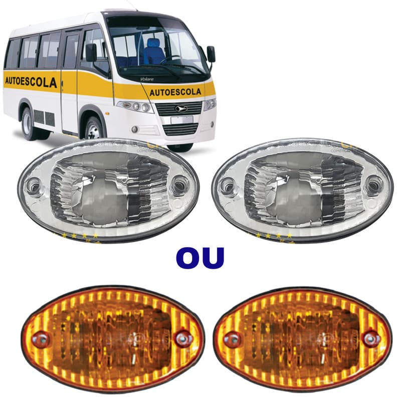 KIT 2 LANTERNA DIANTEIRA DIRECIONAL DIANTEIRA PISCA PISCA P/ ONIBUS MARCOPOLO TORINO VOLARE V6 V8 W8