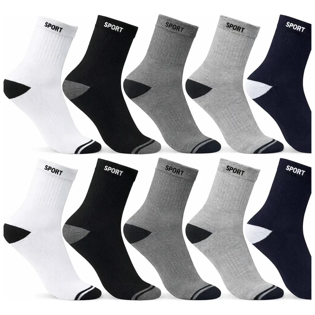Kit 12 ou 6 Pares Meias Esportivas Masculinas Cano Médio Meia Sport Academia