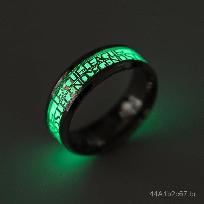 Anel fluorescente de merchandising do League of Legends, anel de aço inoxidável LOL, anel da moda, joia de aço titânio,