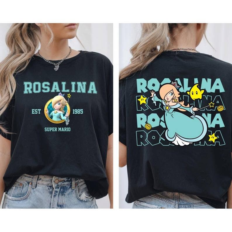 「BR.Moonlight」Camiseta Feminina Super Mario Rosalina Estrelas 1985 Estilosa Divertida Nostálgica Moda Geek