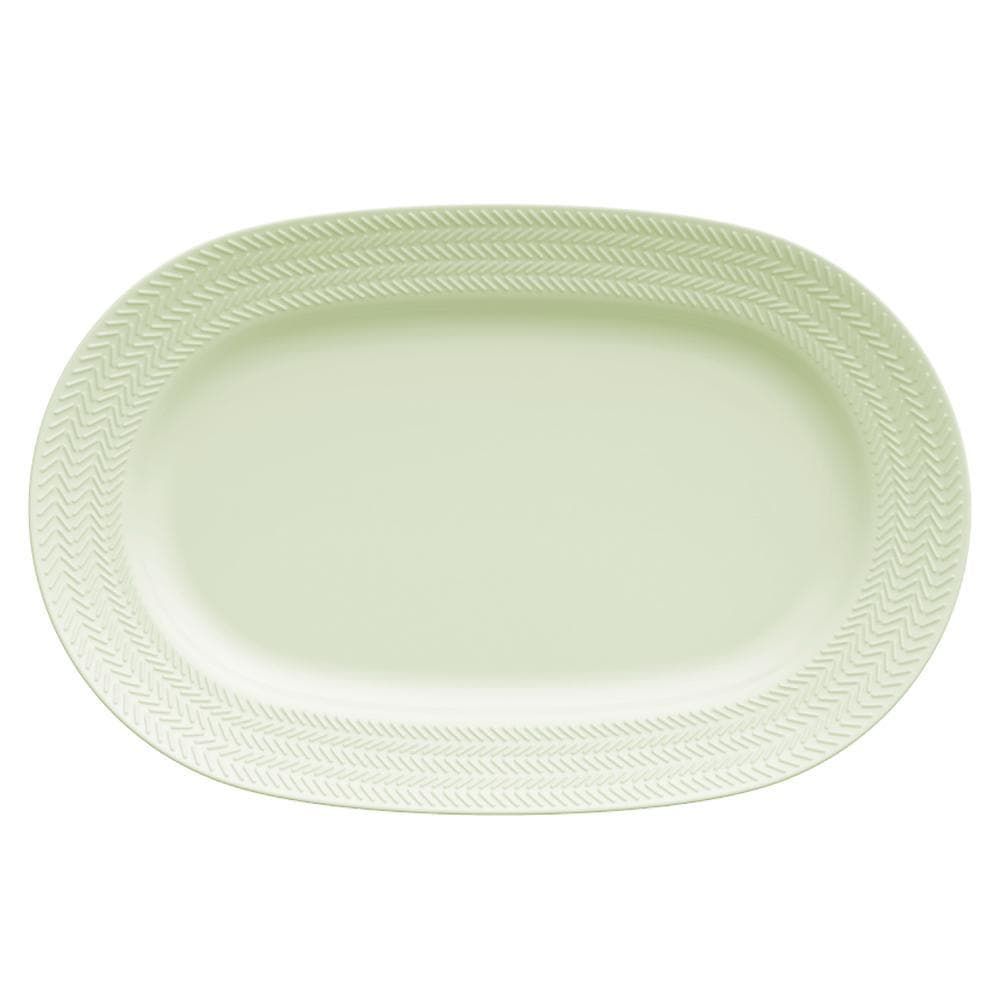Travessa G 34x22 cm Relevo Chevron Verde Germer Porcelanas