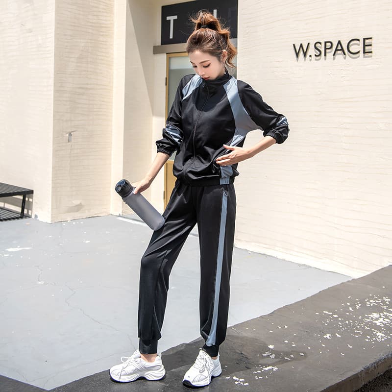 Esportes terno de Fitness feminino outono inverno estilo manhã correndo roupas de secagem rápida terno esportivo profiss