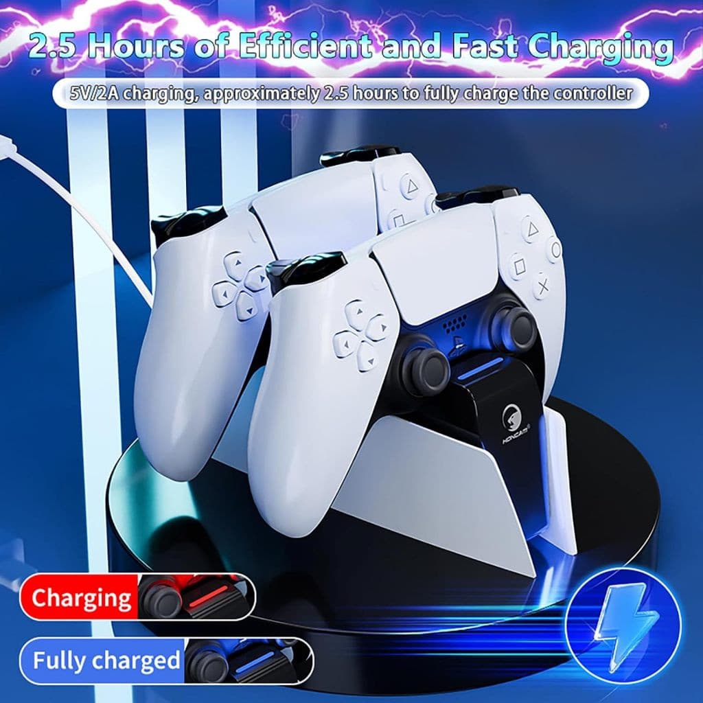 Base Carregadora Dupla para Controle PS5 DualSense LED Rápido Dock Station