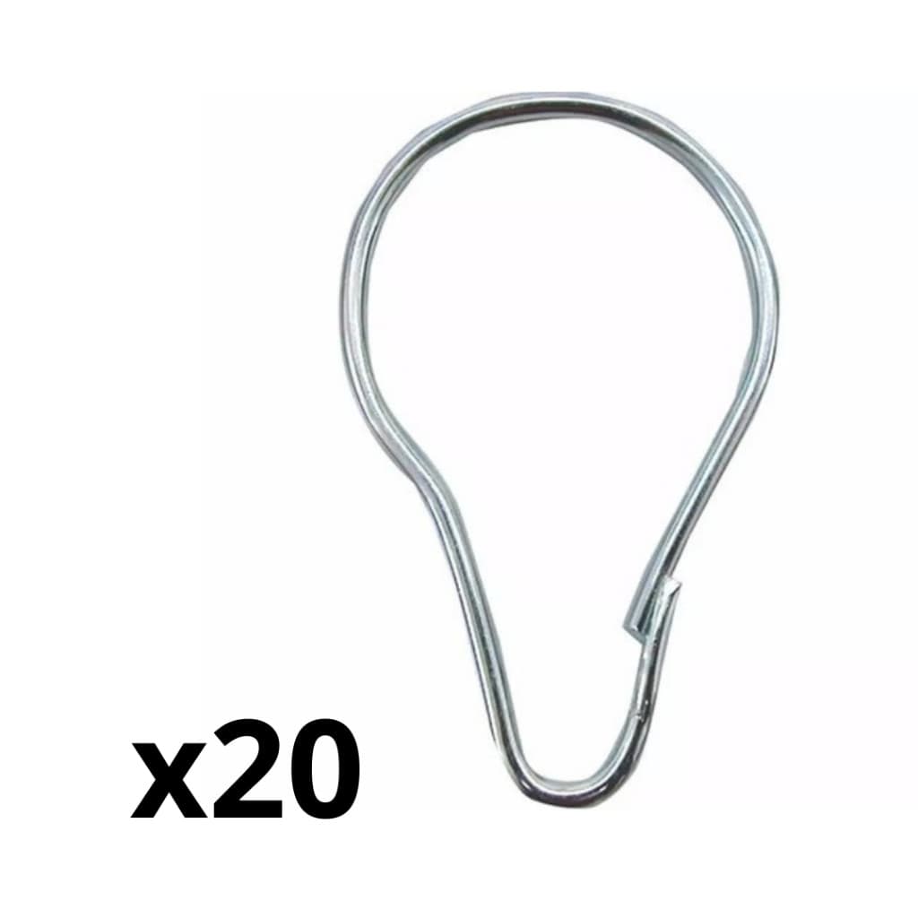 Kit 20 Gancho Argola Metal com Trava para Cortina Encartelados Tipo Pera Grande 35mm Resistente SB