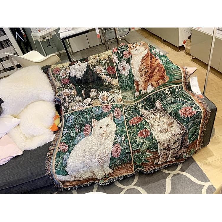 Quatro gatos Meow tapeçaria cobertores casuais cobertores decorativos Pet cobertores de malha cobertores de algodão sofá