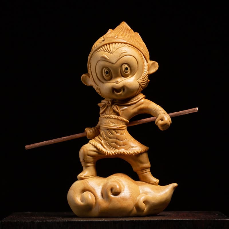 Caixa de madeira maciça criativa sala estar decoração artesanato luta sobre buda macaco rei escultura em madeira decoraç