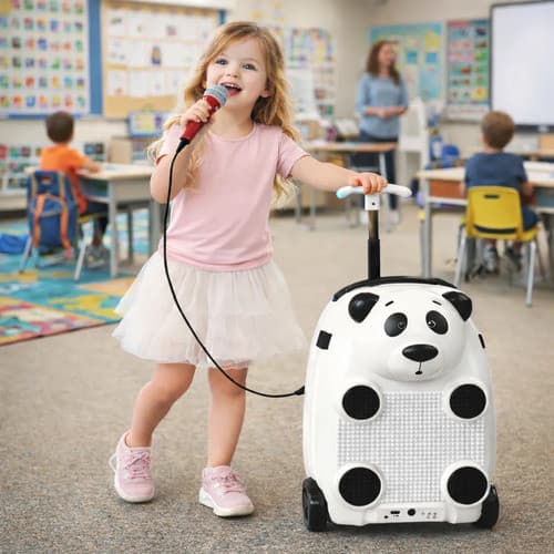 Mala Infantil Panda 3x1 Som Microfone E Blocos De Montar
