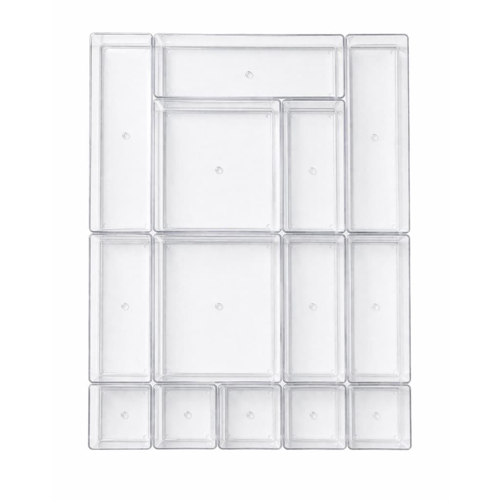 Kit 14 Organizador Acrílico Cristal Modular Geladeira Gavetas Maquiagem