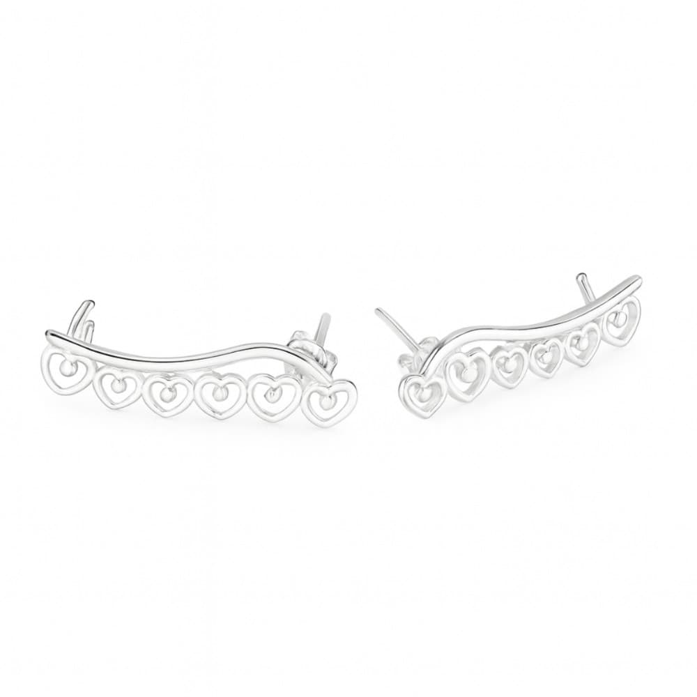 Brinco Ear Cuff Corações em Prata 925